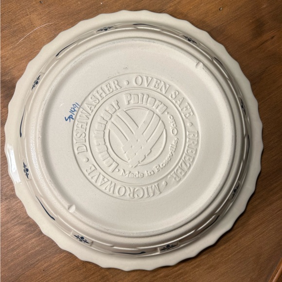 Longaberger Woven Traditions Farmhouse Blue Pie Plate 10" Vintage 1991 USA - Picture 4 of 6